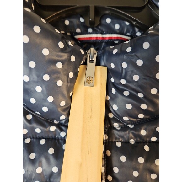Tommy Hilfiger‎ Women's Lightweight Packable Puffer Vest Size M Navy White Dots - Picture 3 of 12